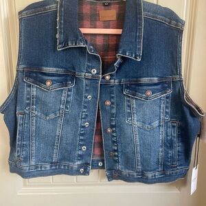 Judy Blue Denim Vest with Plaid Lining